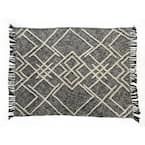 Contemporary Black / White Cotton Over Tufted Geometric Throw Blanket