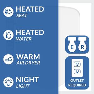Electric Bidet Seat for Round Toilets in White with Fusion Heating Technology