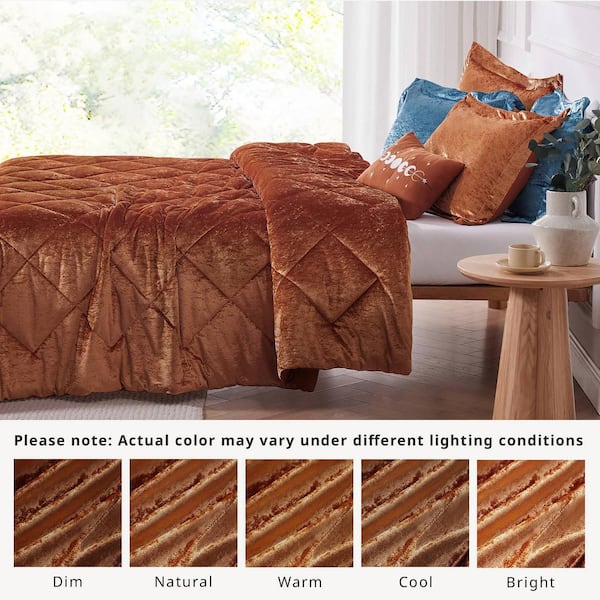 Isabel 4-Piece Rust Microfiber Full/Queen Duvet Cover Set