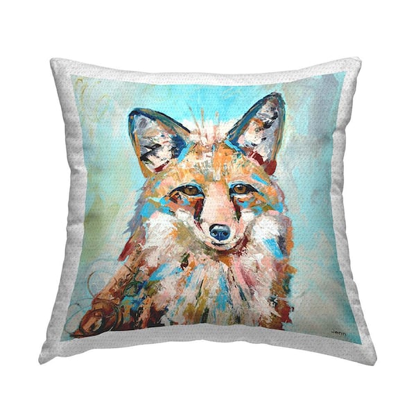 Stupell Industries Bold Modern Fox Animal Multi-Color Square Outdoor Throw Pillow