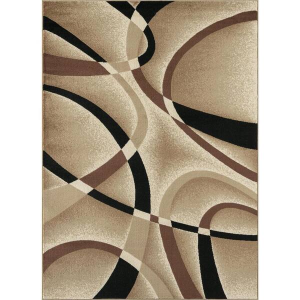 Luxe Weavers Modern Shag Geometric Area Rug, Brown 5x7