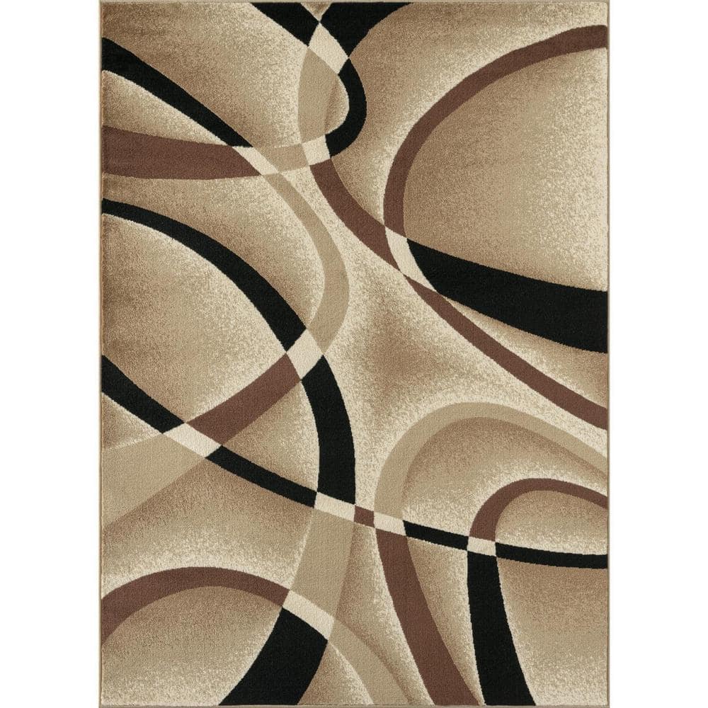Luxe Weavers Beige Modern Abstract Area Rug 8x10 Geometric Living Room Carpet