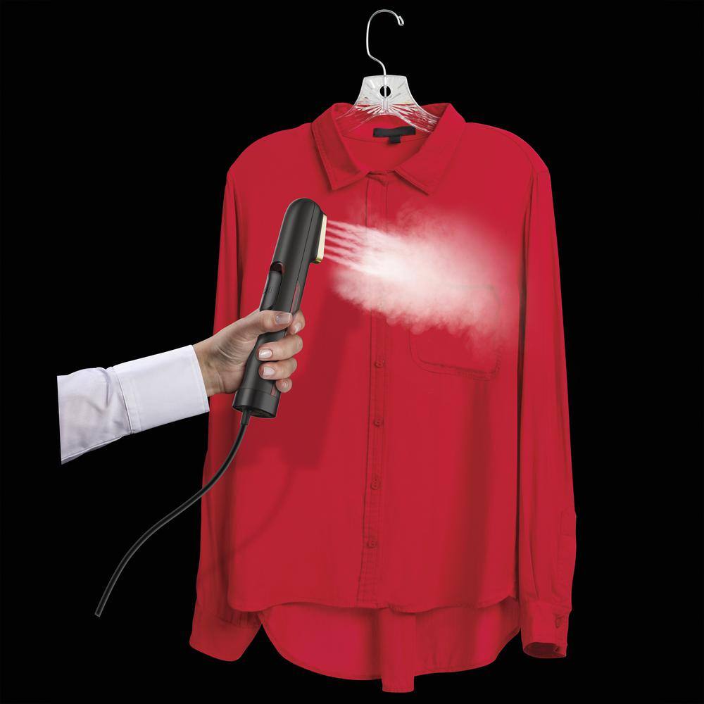 Compact Black and Gold Handheld Garment Steamer