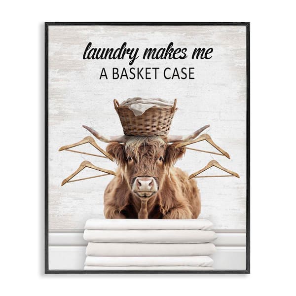 Stupell Industries Sassy Basket Case Laundry by Lettered and Lined Black Framed Typography Giclee Art Print 30 in. x 24 in.