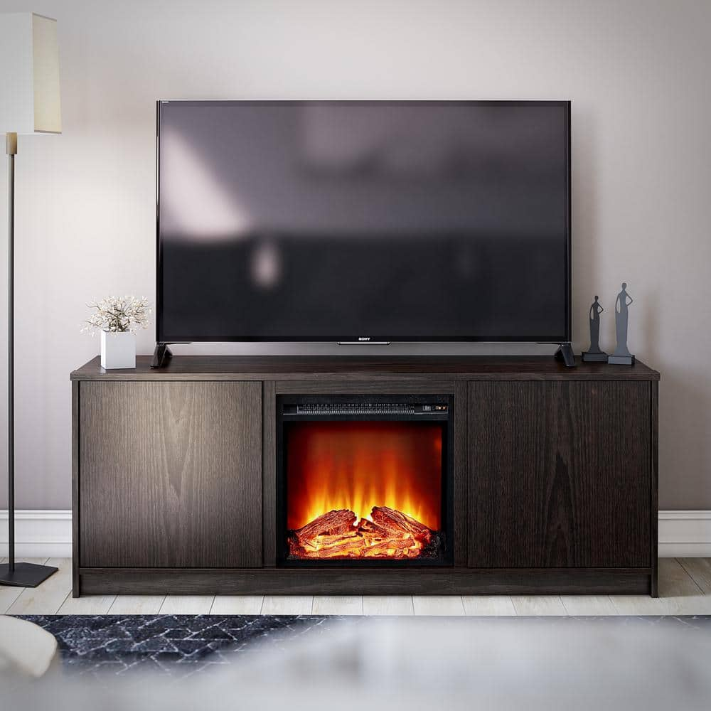 Carlbrook Electric Fireplace TV Stand, Espresso -  Ameriwood Home, DE03037