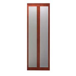 24 in. x 80 in. Mir-Mel Mirror Solid Core Cherry MDF Full-Lite Interior Closet Wood Bi-Fold Door with Matching Trim