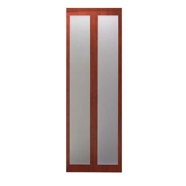 Impact Plus 32 in. x 80 in. Mir-Mel Mirror Solid Core Cherry MDF Full-Lite Interior Closet Wood Bi-fold Door with Matching Trim