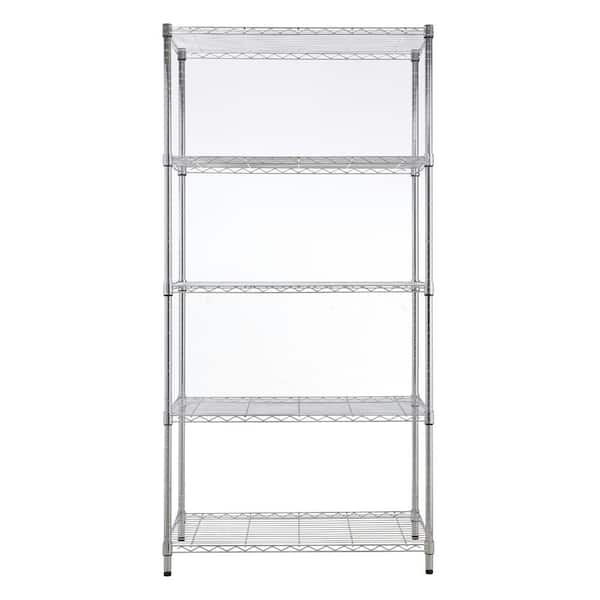 mzg 5 Tier Chrome Utility Wire Shelving Unit 14 in. x 36 in. x 72 in.
