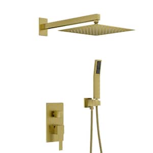 Modern Single Handle 2 -Spray Shower Faucet 2.5 GPM with Pressure Balance and Handheld in Brushed Gold