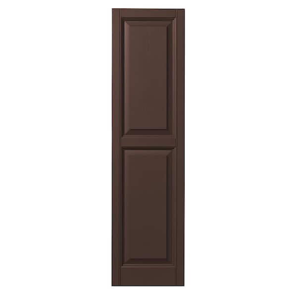 Ply Gem 12 in. x 55 in. Raised Panel Polypropylene Shutters Pair in Terra Brown