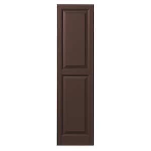 15 in. x 59 in. Raised Panel Polypropylene Shutters Pair in Terra Brown