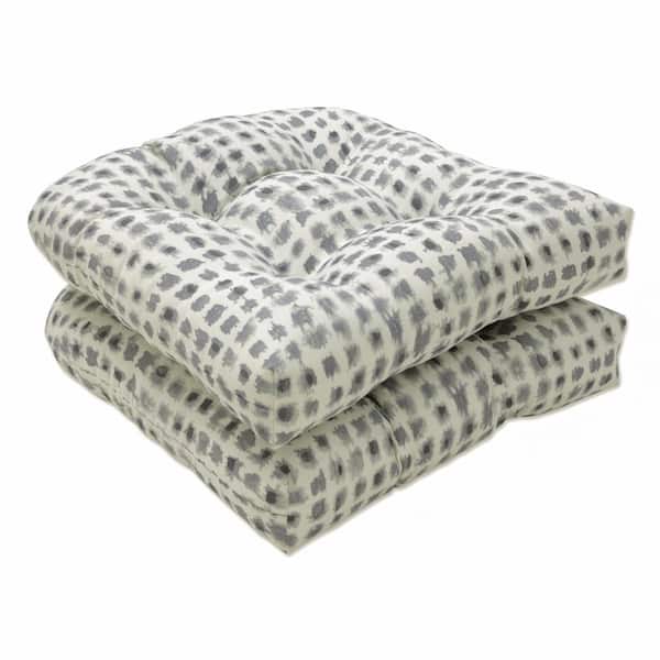 Pillow Perfect 19 x 19 Outdoor Dining Chair Cushion in Grey/Ivory (Set of 2)
