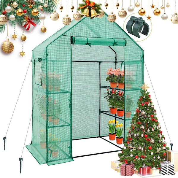 61 in. W x28 in. D x79 in. H Indoor and Outdoor 3 Tier Greenhouse with Wire Shelves