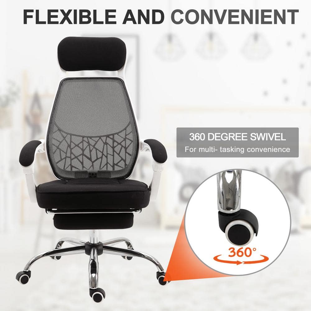 ErgoFlex High-Back Black Mesh Executive Swivel Chair with Adjustable Arms