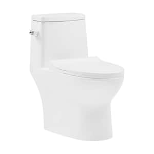 Ivy One-Piece 1.28 GPF Toilet Single Flush Elongated Toilet in Glossy White Seat Included