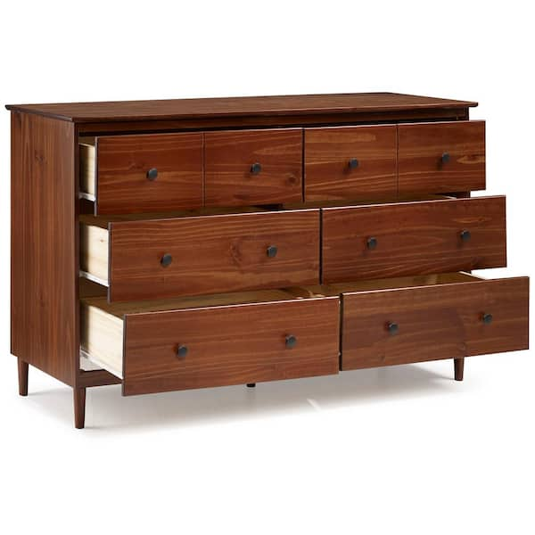 Walker Edison Furniture Company Classic Mid Century Modern 6-Drawer Walnut  Solid Wood Dresser HDR6DDDRWT - The Home Depot