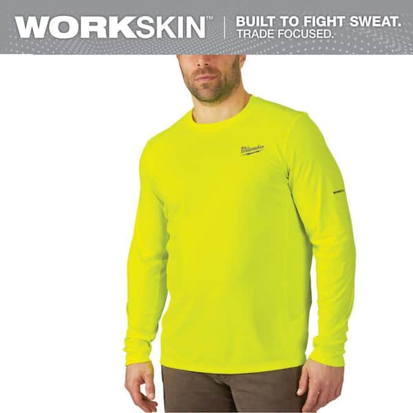 Men's Extra Large Hi-Vis WORKSKIN Light Weight Performance Long-Sleeve T-Shirt