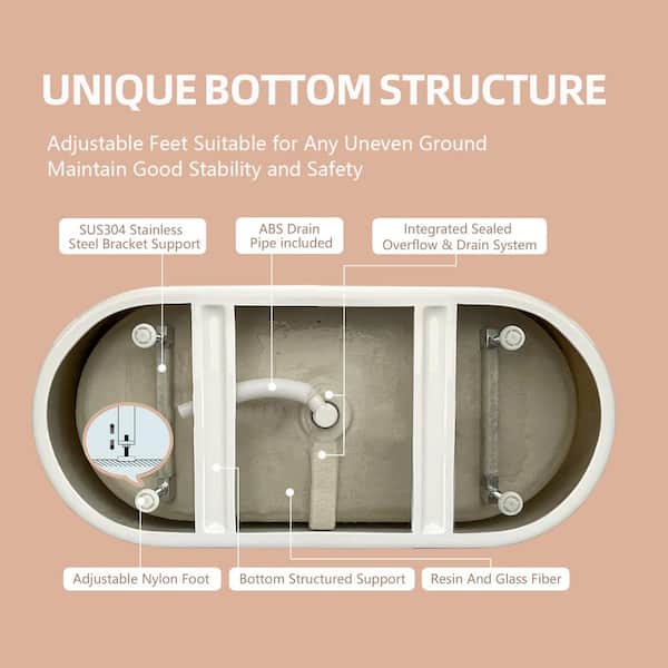 51 in. x 27.5 in. Acrylic Free Standing Tub Freestanding Soaking Bathtub Flatbottom Stand Alone Soaker Tubs in White