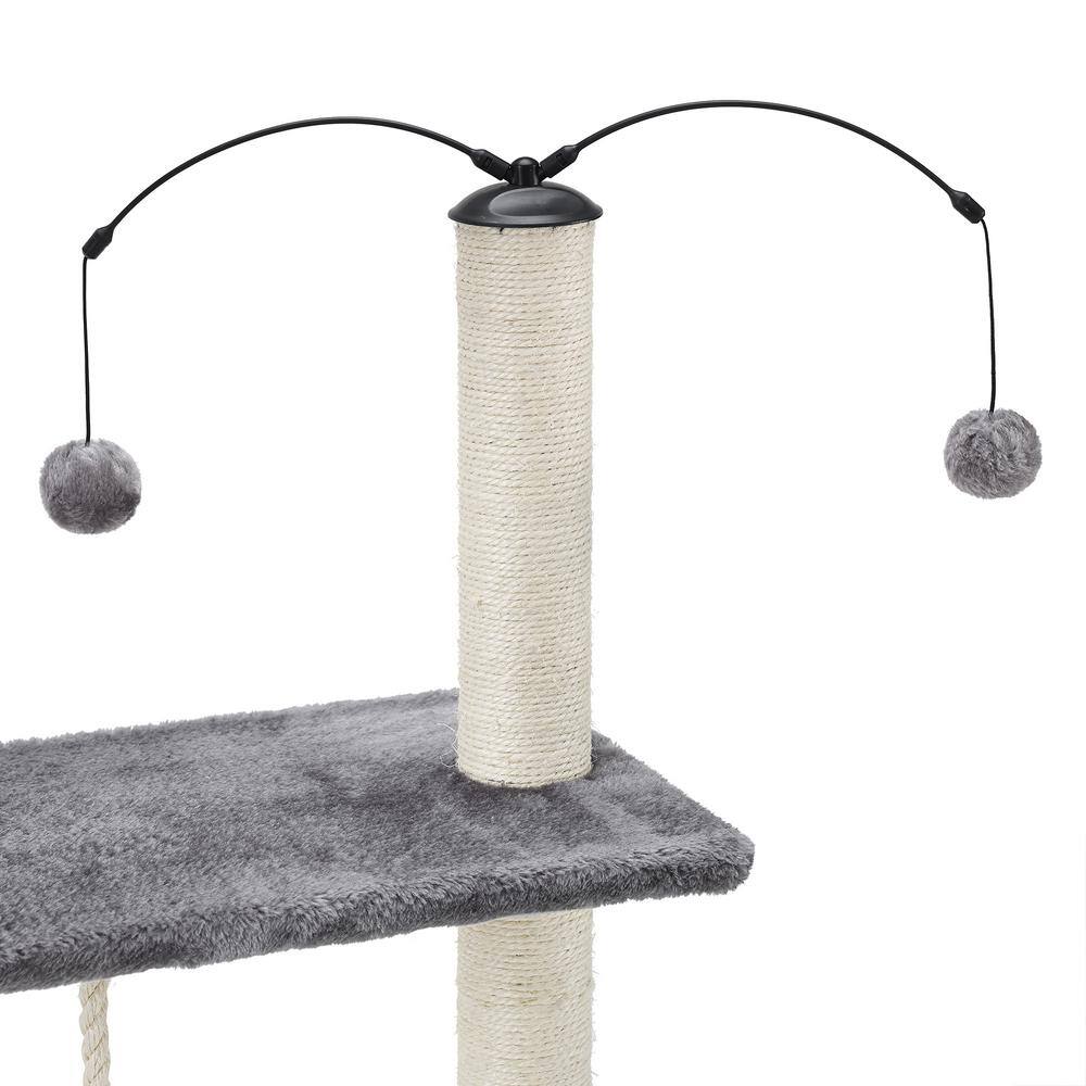 Longshot 53" Gray Multi-Tiered Cat Tree with Toys