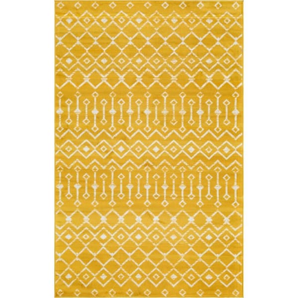 Unique Loom Moroccan Trellis Yellow 3 ft. 3 in. x 5 ft. 3 in. Area Rug