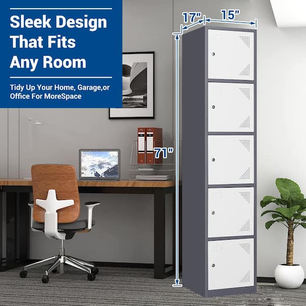 5-Tier Gray Locker Storage Cabinet with 5-Doors SN822C-212 - The