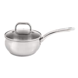 Belly Shape 1.5 Qt. 18/10-Stainless Steel 6.25 in. Saucepan with Glass Lid