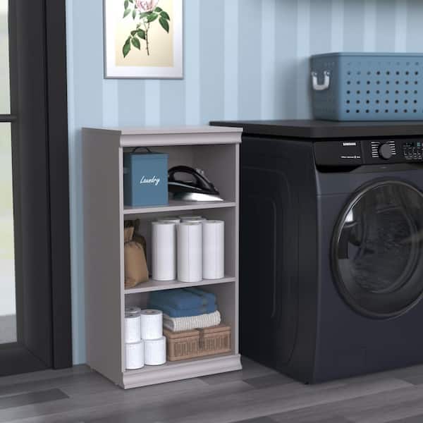 21.39 in. W Smoky Taupe Modular Storage Stackable 3-Shelf Unit