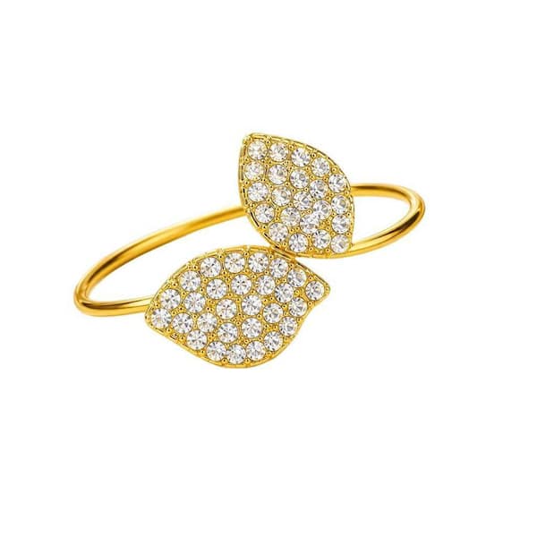 1.8 in. W x 1.8 in. H Metal Napkin Rings Gold Table Decorations, Rhinestone Guest Towels Buckle for Wedding (100-Pack)