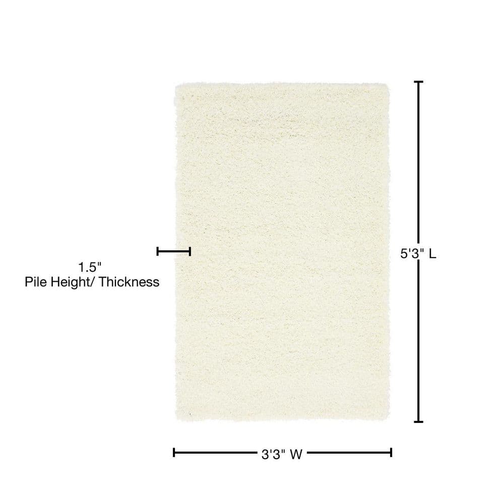 Snow White Rectangular Shag Indoor Area Rug