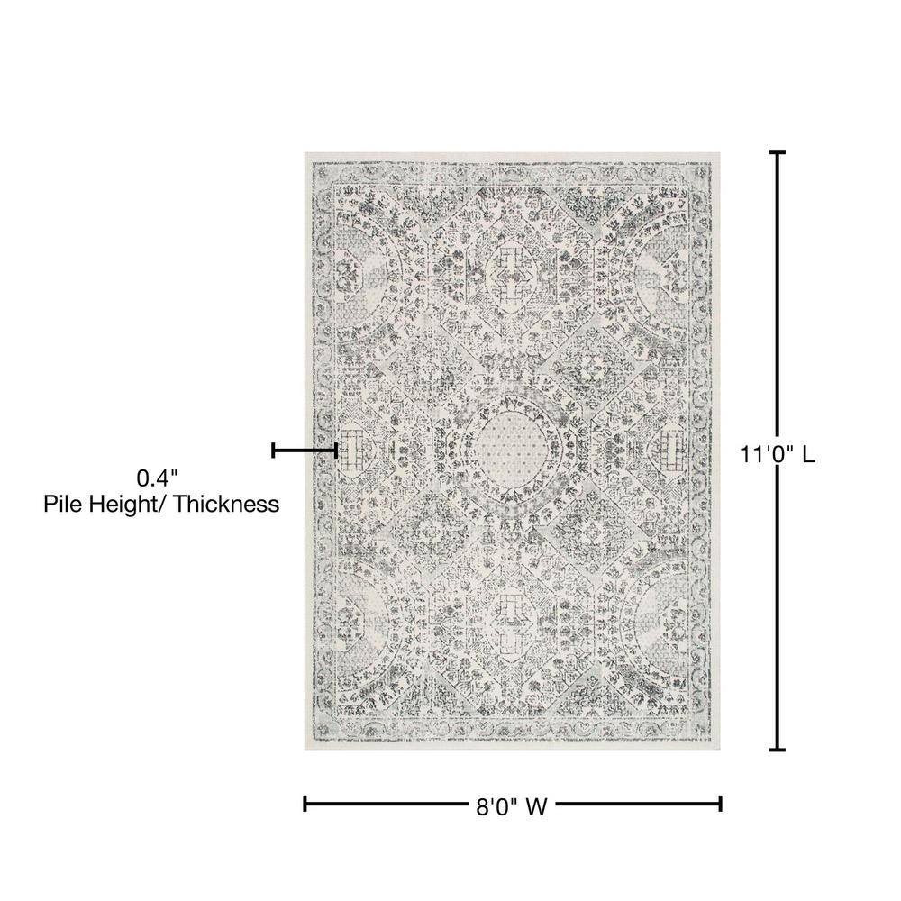 Gray Rectangular Vintage Reversible Area Rug