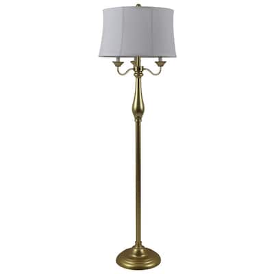 Abigail 63 in. Satin Brass 6-Way Floor Lamp with Shade