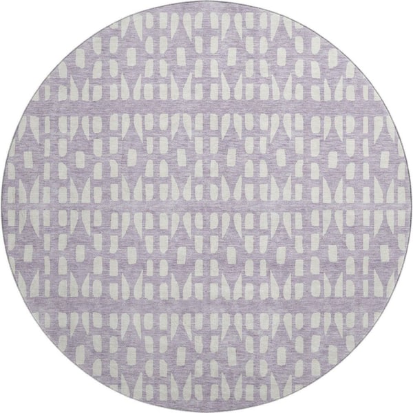 Addison Rugs Mayfield Premium Machine Washable Abstract AMF963 Lavender 8 ft. x 8 ft. Round Rug