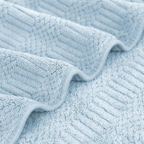 JML 2 Pack Light Blue Microfiber Jacquard Velvet Bath Towels 30 in