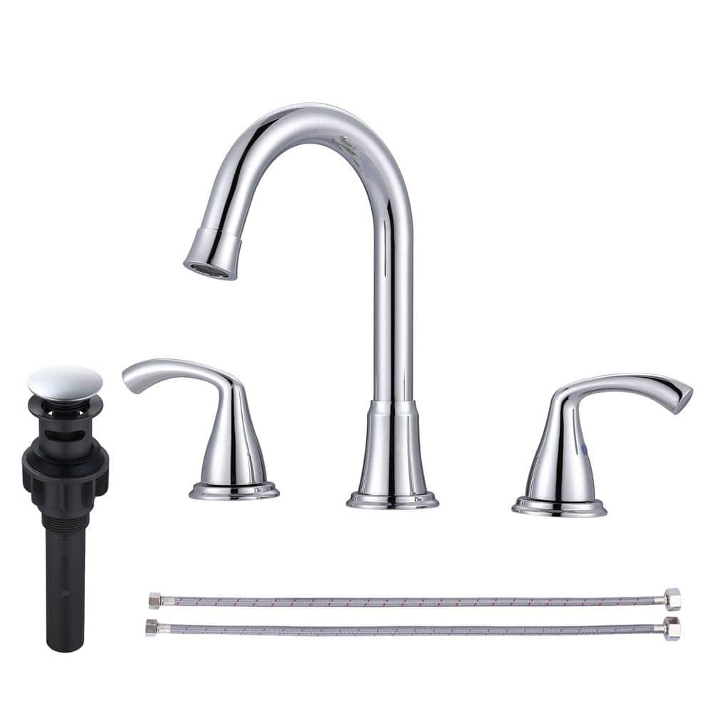 Polished Chrome 8 in. Widespread Double Handle Bathroom Faucet