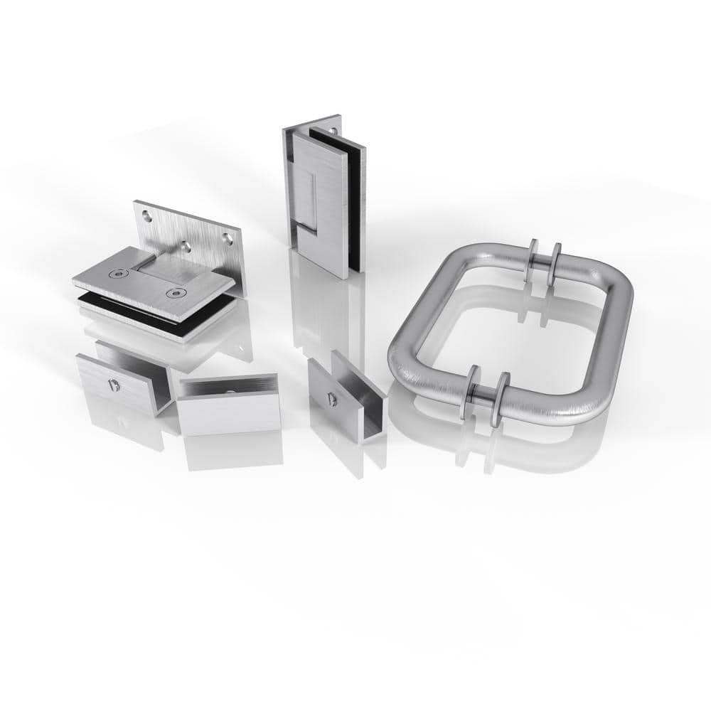 Glass Warehouse 78 in. Wall Hinged Hardware Pack in Brushed Nickel with