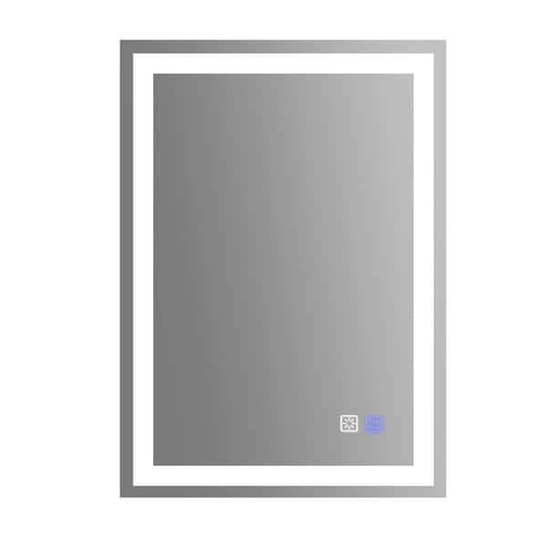 Satico 28 in. W x 36 in. H Rectangular Frameless Anti-Fog LED Light Wall Mounted Bathroom Vanity Mirror in White