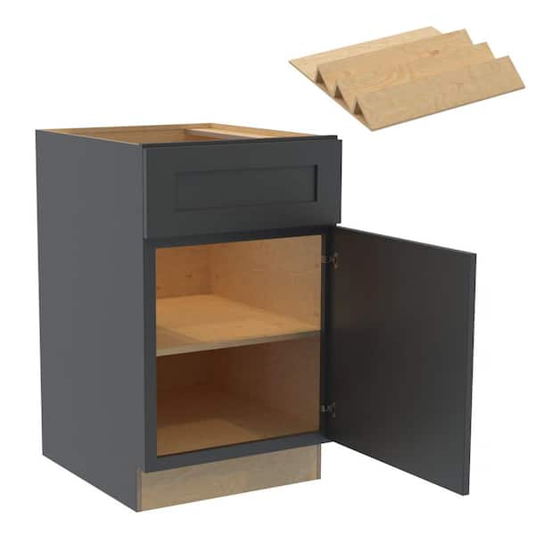 Home Decorators Collection Newport 21 in. W x 24 in. D x 34.5 in. H Assembled Plywood Base Kitchen Cabinet in Deep Onyx with Spice Soft Close RH