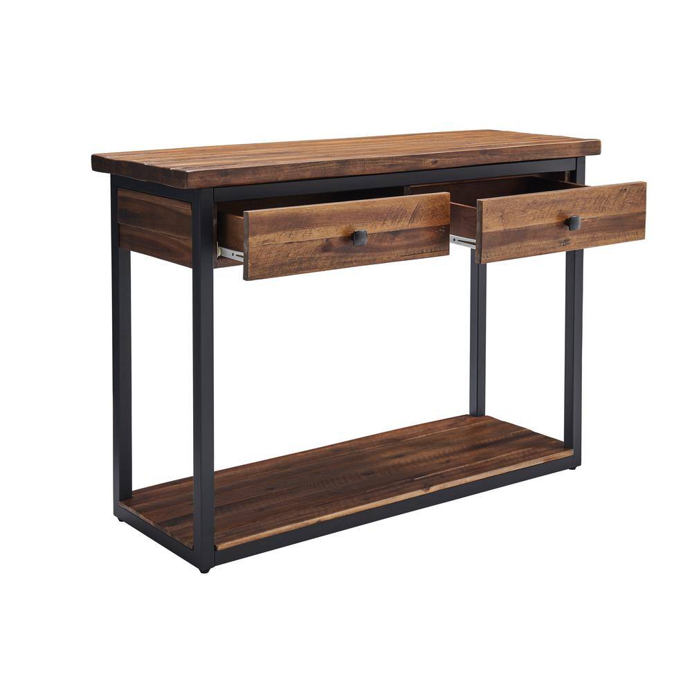 Claremont 46'' Rustic Wood and Metal Console Table with Storage