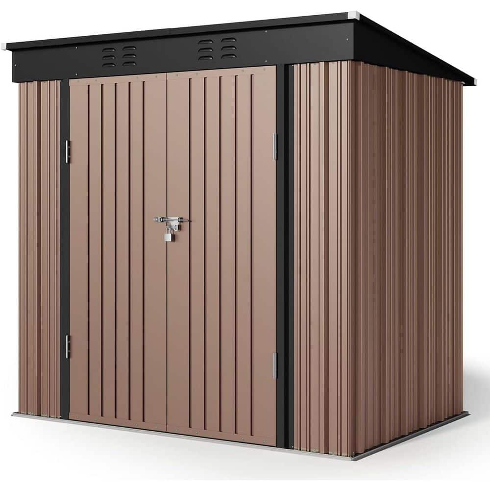 6 ft. W x 4 ft. D (25.3 sq. ft.) Outdoor Metal Storage Shed with Double Lockable Doors, Brown price history on PriceWatchPro
