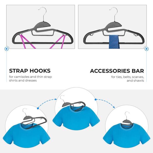 Home Basics 10-Pack Plastic Non-slip Grip Clothing Hanger (Black) in the  Hangers department at