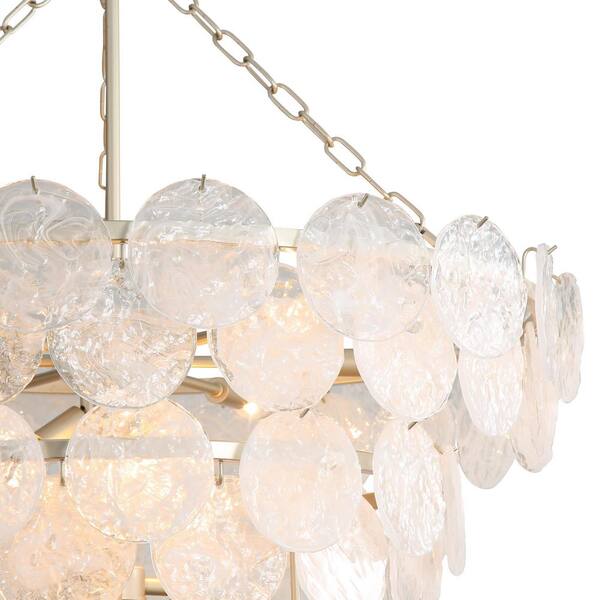 Golden Lighting - Cascada 780-Watt 13 Light Aegean Silver Statement Pendant Light with Cirrus Cloud Glass Shade, No Bulbs Included