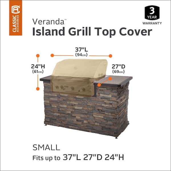 Veranda 37 in. L x 27 in. D x 24 in. H Grill Top Cover in Pebble
