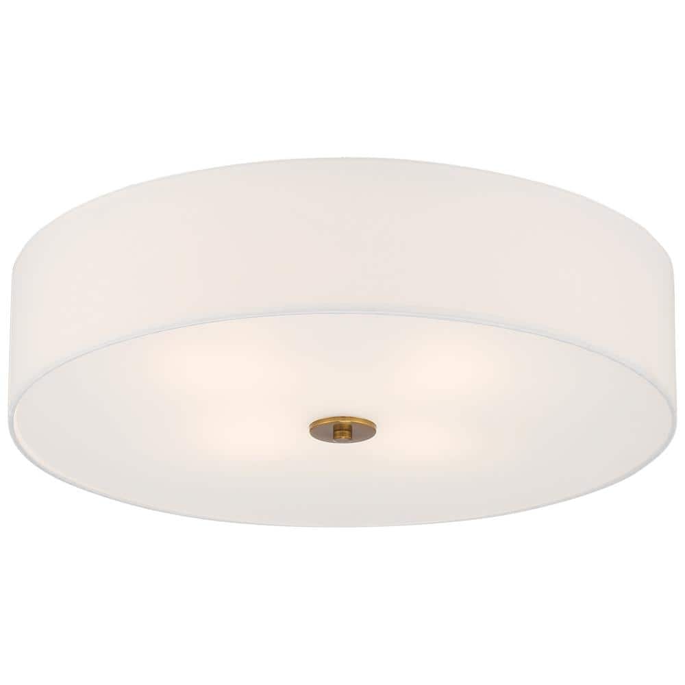 Transitional 24" Antique Brushed Brass LED Drum Flush Mount
