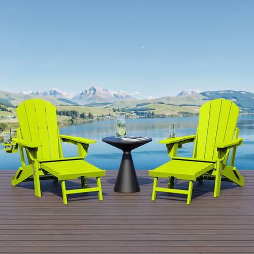 Laguna Lime Outdoor Folding Adjustable Plastic Adirondack Chair w
