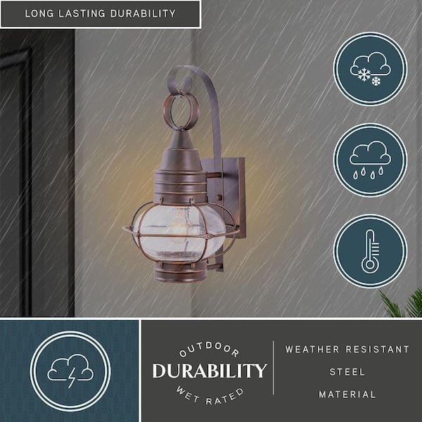 Chatham 1 Light Bronze Coastal Outdoor Wall Lantern Clear Glass