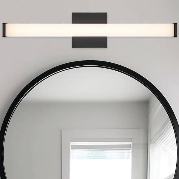 Bel Air Lighting Miles 24 in. Integrated LED Black Bathroom Vanity Light Fixture with Rectangular Acrylic Shade and 5CCT