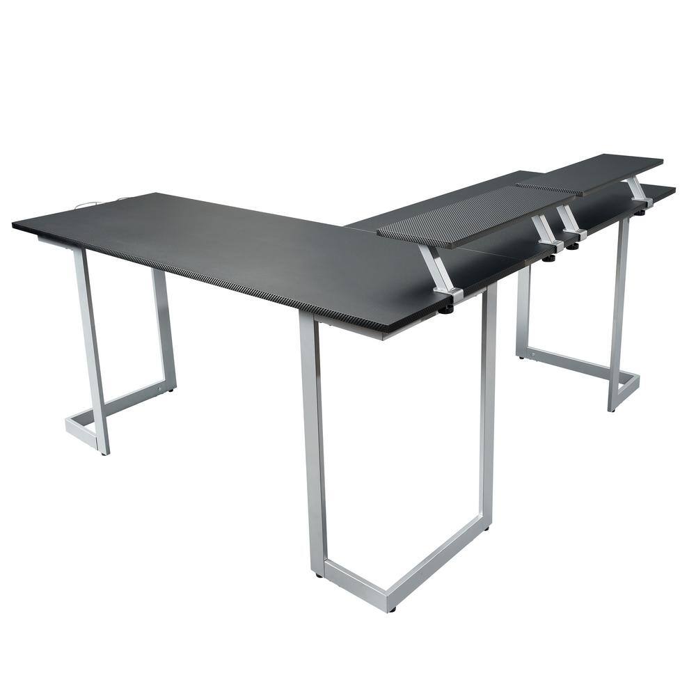 Techni Sport Warrior L-Shaped Gaming Desk with Cup Holders and Headphone Hook
