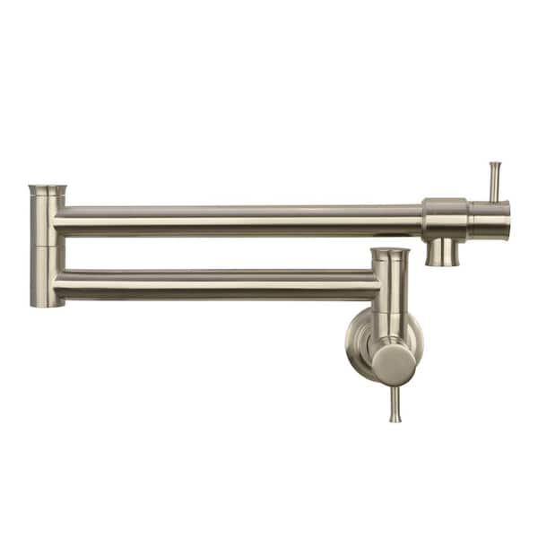 Akicon Wall Mount Pot Filler Faucet in Brushed Nickel