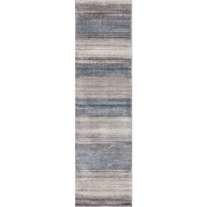 Moderno Blue Ombre 3 ft. x 9 ft. Contemporary Runner Rug