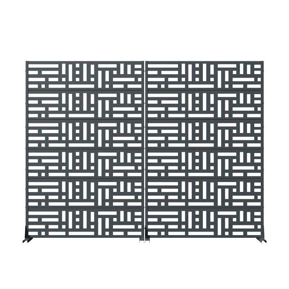 16 in. L x 72 in. H x 47 in. W Galvanized Metal Wall Sculptures Outdoor Privacy Screens in Dark Gray (Set of 2) price history on PriceWatchPro